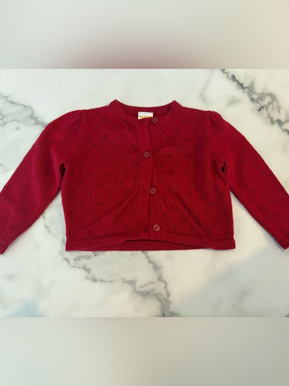 Gymboree 6-12mos Girls Red Eyelet Knit Cardigan